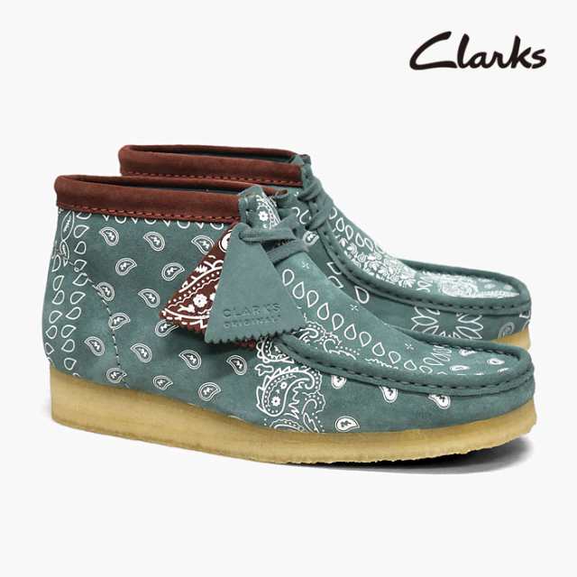 クラークス ワラビーブーツ CLARKS WALLABEE BOOT GREEN PAISLEY