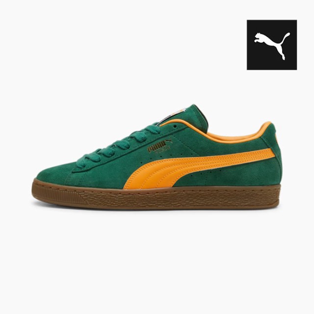 プーマ スウェード テラス スニーカー ユニセックス PUMA SUEDE TERRACE 396451-04 メンズ レディース スエード スニーカー 緑オレンジ