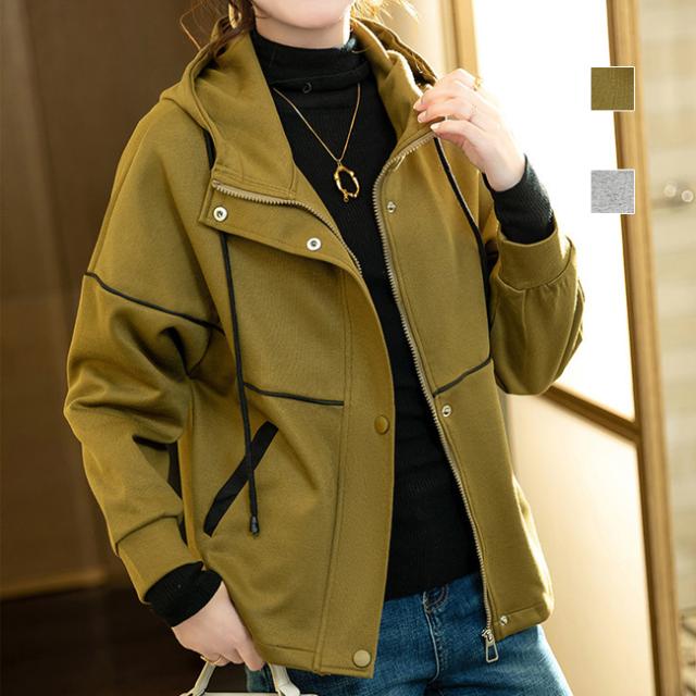 パーカー カジュアル 配色 フード付き ジャケット アウター レディースの通販は 5,443円