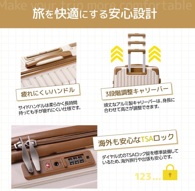 スーツケース Mサイズキャリーケース キャリーバッグ mサイズ キャリーバッグ 親子セット TSAロック 軽量 3〜7泊用 66L 国内旅行 送料無料　おしゃれ レディース キャリーバック 　可愛い5泊 7日　静音キャスター 旅行カバン 修学旅行_5