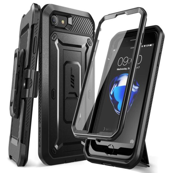 iPhoneSE(第3世代) (第2世代) /iPhone8 /iPhone7 ケース 液晶保護フィルム付 腰かけクリップ付 耐衝撃 防塵 SUPCASE UBPro / 黒の通販は