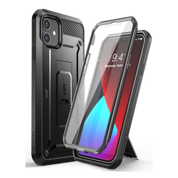 iPhone12mini ケース 液晶保護フレーム付 スタンド内臓 腰かけクリップ付 耐衝撃 SUPCASE UBPro / ブラックの通販は 5,408円