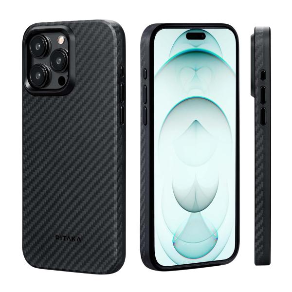 PITAKA iPhone15Pro ケース 1500Dアラミド繊維 MagSafe対応 カーボン風 