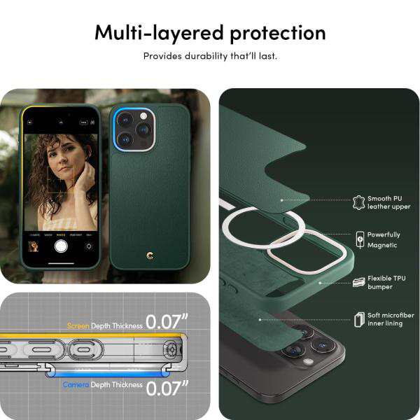 CYRILL】 by Spigen シリル iPhone15Pro 用 ケース MagSafe対応 レザー