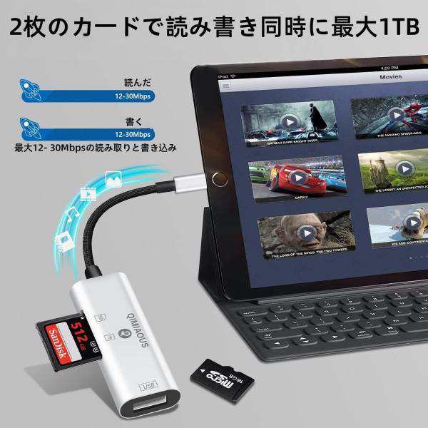 2023 MFi正規認証品] QIMIAOUS iPhone SD カードリーダー 3in1