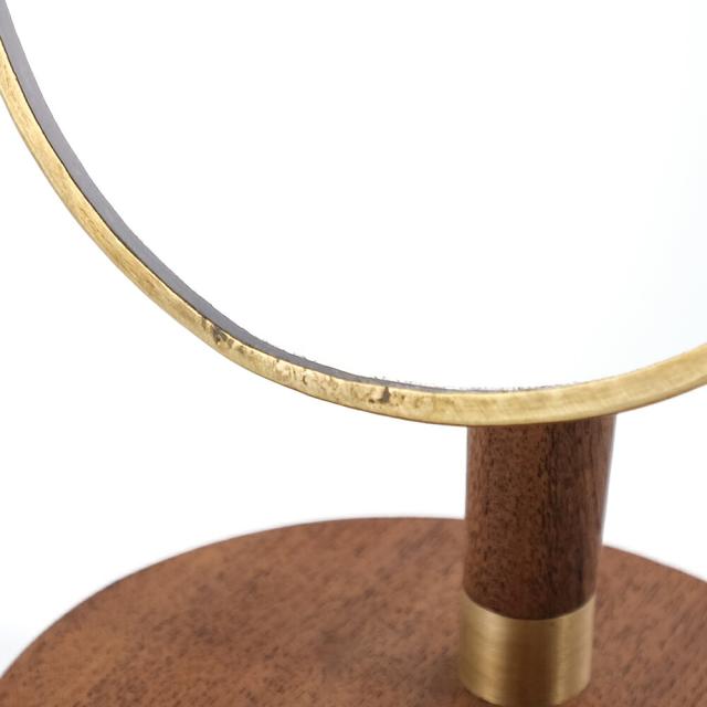 オーバルスタンドミラー｜真鍮 ウッド WOOD BRASS ブラス DIY アンティーク風 シンプル ディスプレイ 什器 撮影 Horn Please インテリア 雑貨 鏡 ミラー アカシア ハンドメイド 天然
