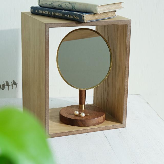 オーバルスタンドミラー｜真鍮 ウッド WOOD BRASS ブラス DIY アンティーク風 シンプル ディスプレイ 什器 撮影 Horn Please インテリア 雑貨 鏡 ミラー アカシア ハンドメイド 天然