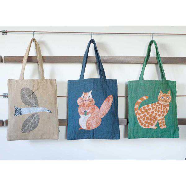 松尾ミユキ レクタングル トートバッグ｜rectangle tote bag 猫 鳥 リス トートバッグ エコバッグ お買い物バッグ マチ無し  かわいい おしゃれの通販はau PAY マーケット - EL COMMUN online shop au PAY マーケット店 | au PAY  マーケット－通販サイト