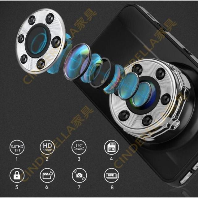 ドライブレコーダー 前後2カメラ 小型 3.0インチIPS液晶 1080P高画質 駐車監視 ドラレコ 日本語 軽自動車 車載カメラ カー内装用品 32Ｇカード付き 送料無料