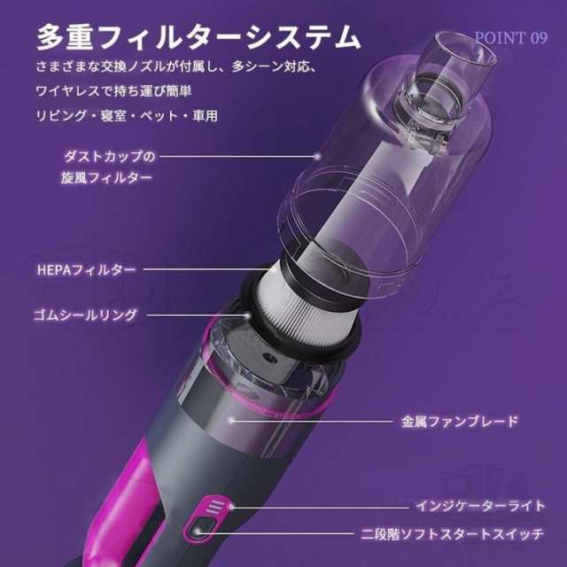 掃除機 コードレス 32000pa 強力吸引 0.98kg サイクロン式 コード式 軽量静音 小型 スティック型 ハンディー クリーナー コンパクト 家庭用 省エネ 一人暮らし