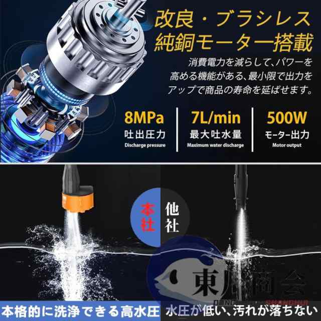 【10月限定割引】高圧洗浄機 コードレス 充電式 マキタ バッテリー互換対応 家庭用 業務用 3段階調整 6in1 軽量 8.0MPa ポータブル 強力噴射 自吸式 洗車機 電動工具