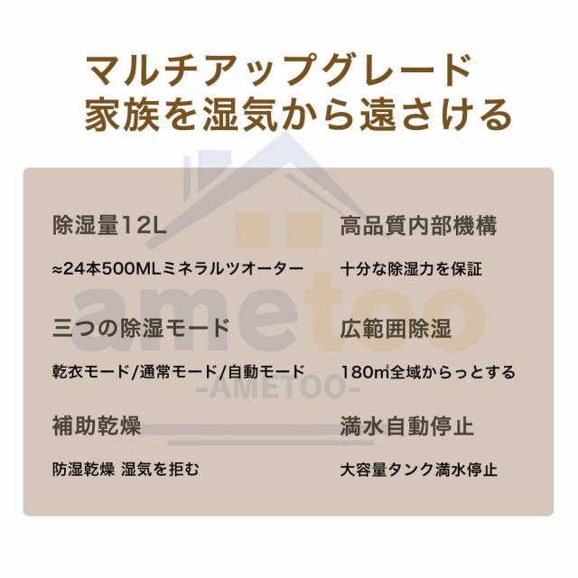 除湿機 2.8L大容量 衣類乾燥 45畳 12L/日 コンプレッサー じどうか霜