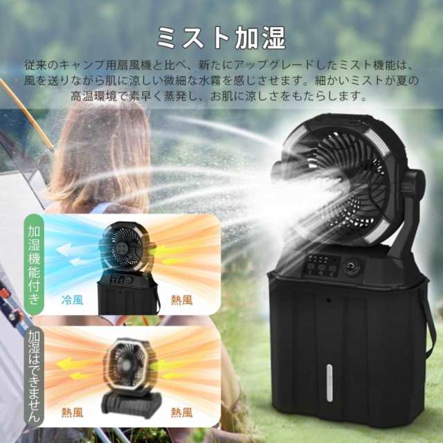 扇風機 キャンプ 卓上扇風機 アウトドア 20000mAh 照明 無段階風速 首振り扇風機 無段階風量調整 アウトドア 20000mAh キャンプ ライト
