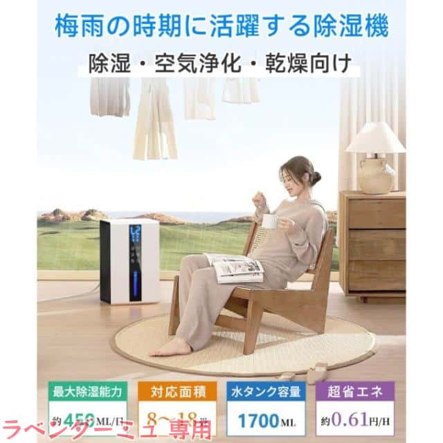 除湿機 衣類乾燥 梅雨 コンパクト 1.7L 大容量 18畳 除湿器 小型 省エネ 強力除湿 空気清浄 静音 部屋干し 半導体式 自動停止 自動除霜 スリープモード 結露対策