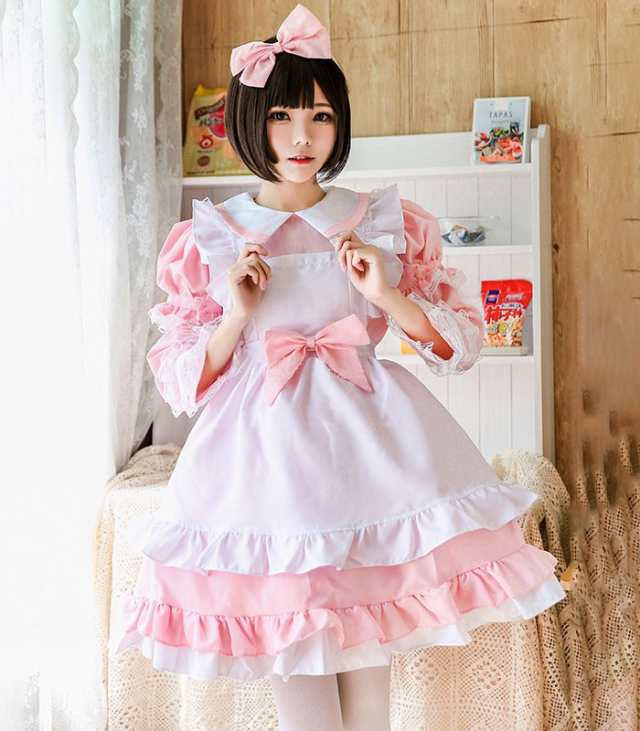 メイド服 チェック柄 3点セット ピンク （楽天市場】メイド服
