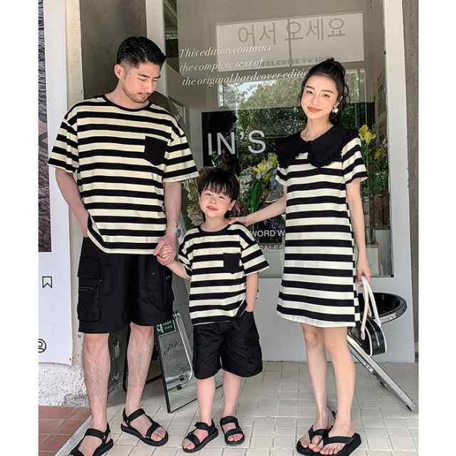 【女の子サイズ クルーネックワンピース】親子お揃い 親子ペア ペアルック 親子コーデ 綿 Tシャツ 短パンツ フレアネックワンピース ママ|au PAY マーケット