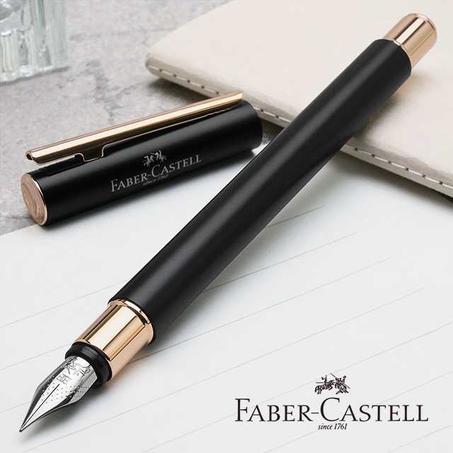 万年筆 ファーバーカステル ネオスリム ブラック ＆ ローズゴールド FABER-CASTELL クリスマス 祝い 入学 卒業 就職 合格 昇進 還暦 定