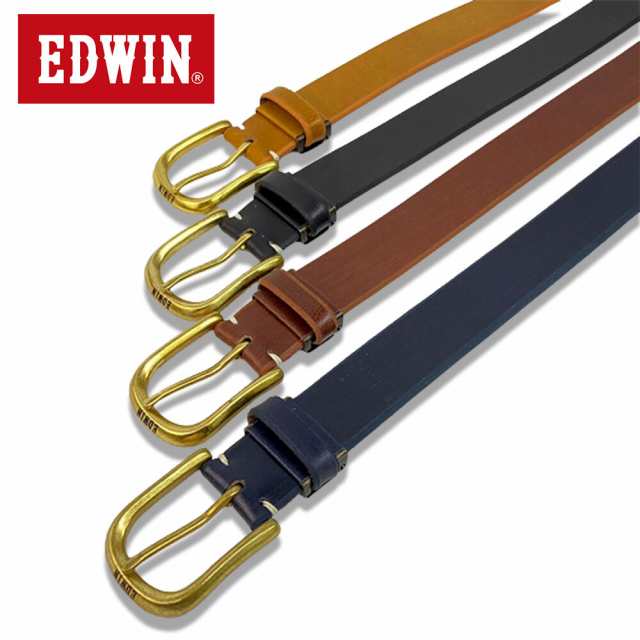 EDWIN エドウィン 35mm レザーベルト 本革 バッファローレザー 厚地