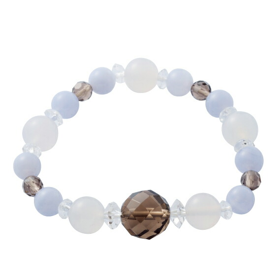 【送料無料】健康運 ブレスレット AS-1222  パワーストーンブレスレット 天然石ブレス 数珠 健康運 ストレス解消 ホワイトカルセドニー ブルーレースメノウ スモーキークォーツ 開運 運気UP 厄除け 991222 sd20 agesugi_sfaの通販は 7,752円