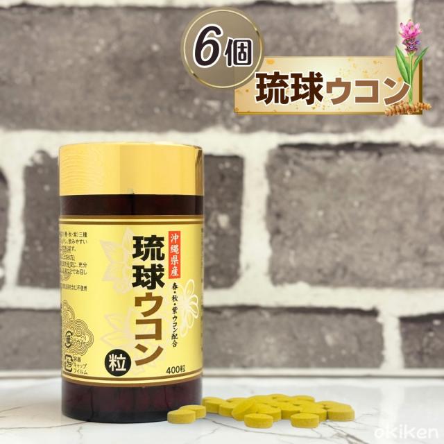 琉球ウコン粒 400粒×6個セット 沖縄県産 三種ウコンブレンド 春ウコン 秋ウコン 紫ウコン 配合 3種 ミックス うっちん サプリメント 粒タイプ サプリ 健康 食品 美容 お酒 習慣 飲みやすい 送料無料 沖縄ウコン販売