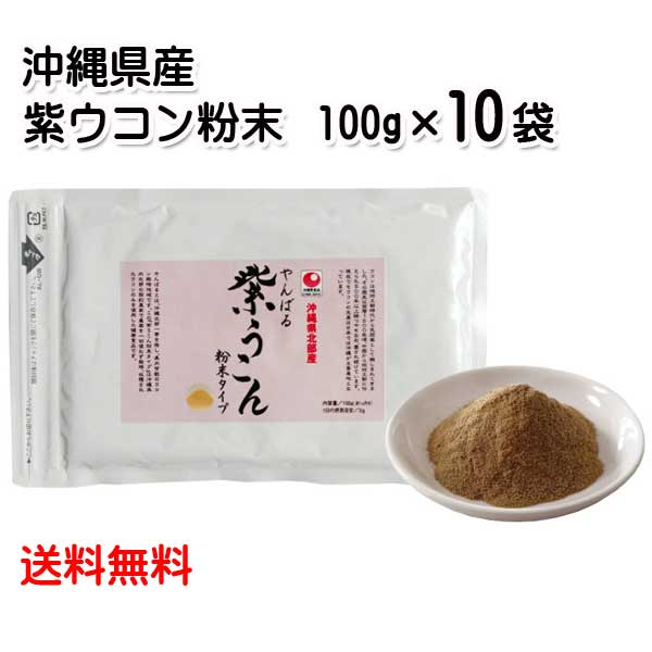 やんばる 紫うこん 粉末 100g×10袋セット 沖縄県 北部産 山原 栽培期間中無農薬 ミネラル 紫ウコン 粉タイプ パウダー 送料無料