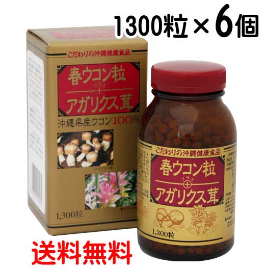 春ウコン粒＋アガリクス茸 1300粒×6個 〔送料無料〕 ウコン 春ウコン 秋ウコン 沖縄 健康食品 国産 錠剤 金秀バイオの通販は