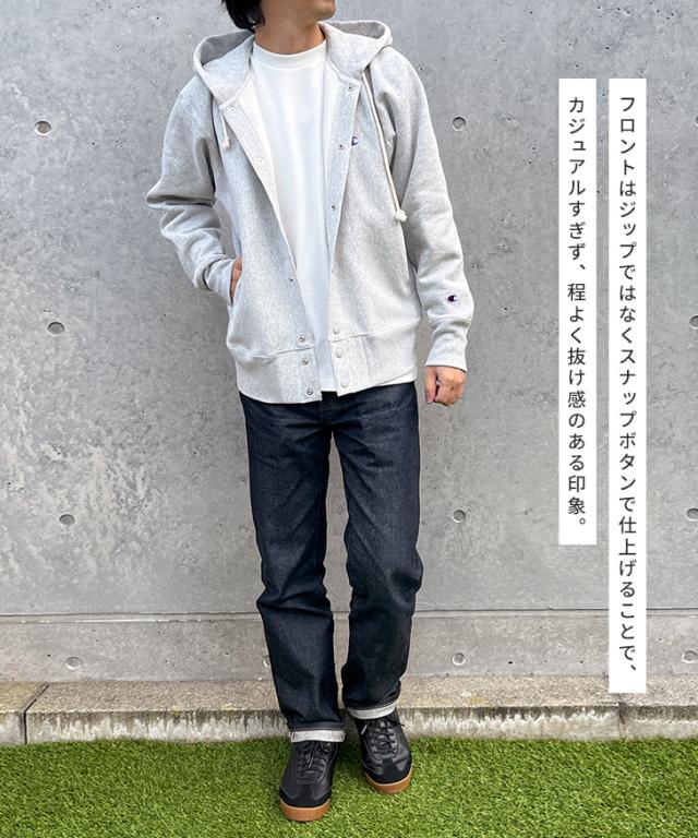 新作 Champion チャンピオン リバースウィーブ スナップ フーデッド スウェットシャツ C3-A120 スウェットパーカー メンズ スウェット パーカー 裏起毛 暖かい 厚手 11.5oz フーディー