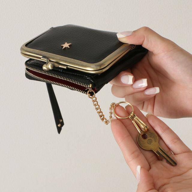 新作 がま口 二つ折り財布 スタースタッズ レディース コンパクト