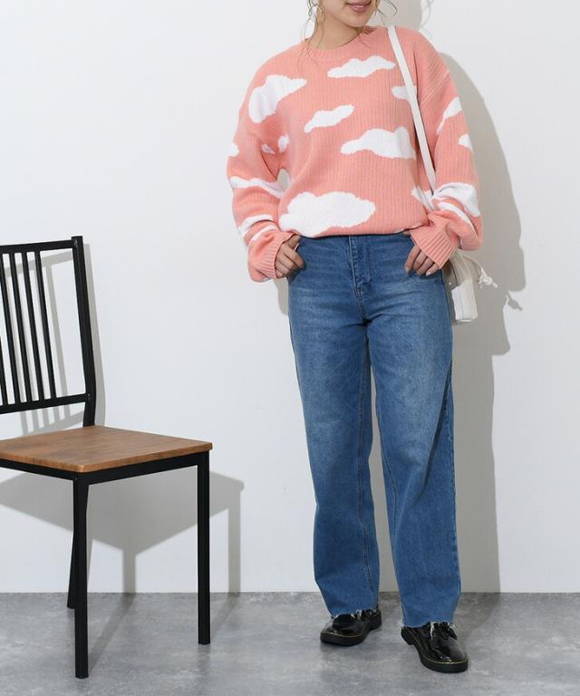 新作 オーバーサイズクラウドデザインニット レディース トップス 長袖