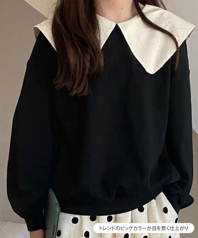 新作 ビッグカラーバックリボンスウェットプルオーバー レディース