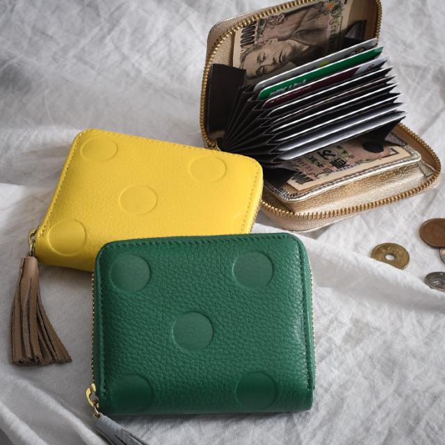 perche ゴールド ドット柄 三つ折り財布 perche ゴールド ドット柄 三つ折り財布 ペルケ perche 財布 二つ折り