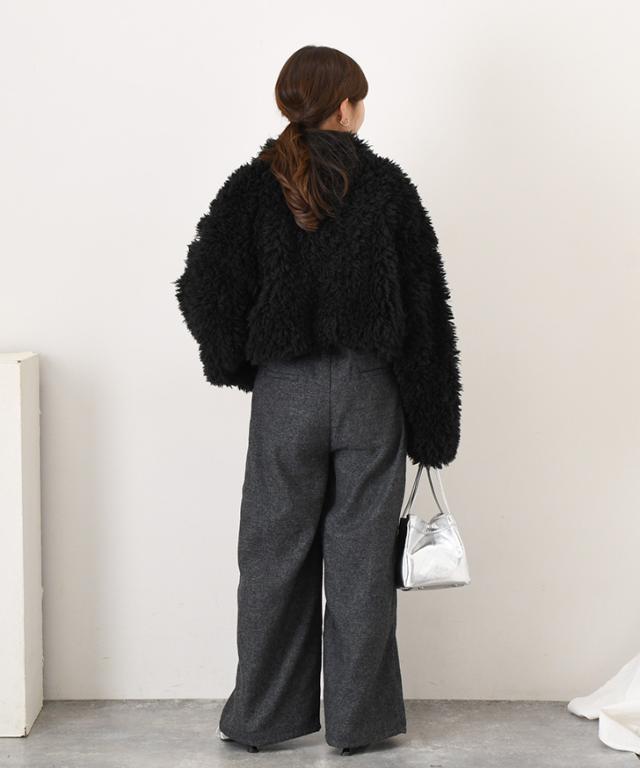 新作 プードルボアダブルジップスタンドカラーショート丈ジャケット