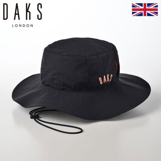 DAKS サファリハット アドベンチャーハット 撥水加工 あご紐付き メンズ レディース 大きいサイズ 春 夏 ソフトハット カジュアル おしゃれ シンプル 英国 ブランド ダックス Adventure hat Water-repellent Mesh D1716 ブラックの通販は