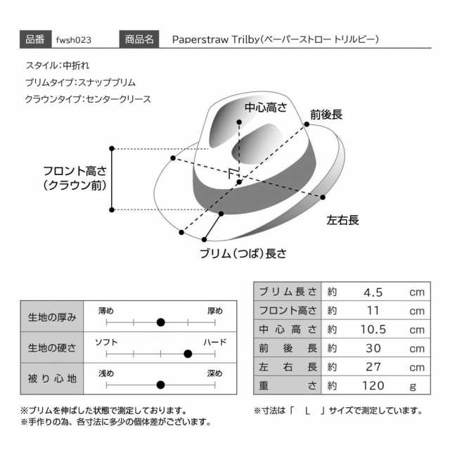 Failsworth 帽子 ストローハット 中折れハット 春 夏 メンズ レディース 麦わら帽 大きいサイズ ソフトハット カジュアル 普段使い シン