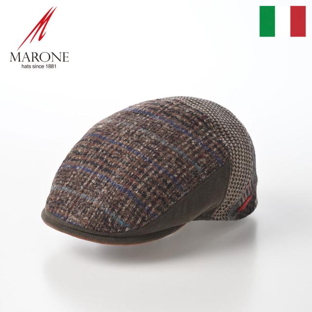 MARONE ハンチング帽 メンズ 秋 冬 帽子 キャップ CAP ハンチング 大きいサイズ おしゃれ 暖かい レディース 送料無料 イタリアブランド マローネ Multi Pattern Berretto（マルチパターン ベレット） BT1143 ブラウンの通販は 12,210円