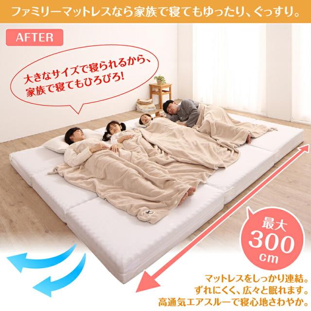 マットレス ワイドキング 連結 ファミリー 大きい 大きいサイズ 子供 家族 5人 4人 3人 布団 敷き布団 敷布団 コンパクト 収納 3つ折り 三つ折り 折りたたみ 抗菌 防臭 防ダニ 洗える カバー 極厚 通気性 腰痛 サイドテープ付き_5