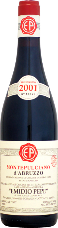 【クール配送】エミディオ・ペペ モンテプルチャーノ・ダブルッツォ セレツィオーネ ヴェッキエ・ヴィーニェ [2001]750ml (赤ワイン) 【正規品】