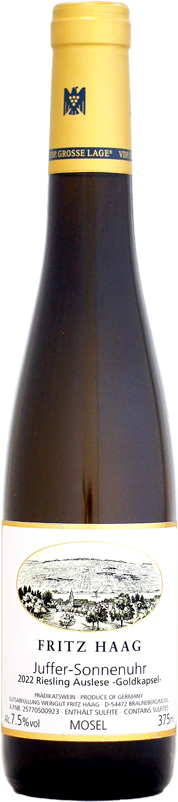 【ハーフ瓶】フリッツ・ハーク家 ブラウネベルガー・ユッファー・ゾンネンウーアー リースリング アウスレーゼ ゴールドカプセル [2022]375ml (白ワイン)の通販は