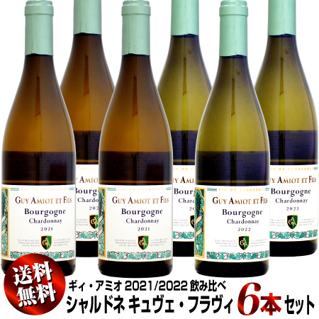 【クール送料無料】2021/2022飲み比べ 6本セット ドメーヌ・ギィ・アミオ ブルゴーニュ・シャルドネ キュヴェ・フラヴィ 750ml (白ワイン)