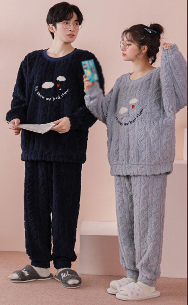 秋冬新作【ペア価格】ペアルックパジャマ 上下セット カップルペアルック ルームウェア パジャマペアルックお揃い 冬 保温 裏起毛 可愛い ファッション