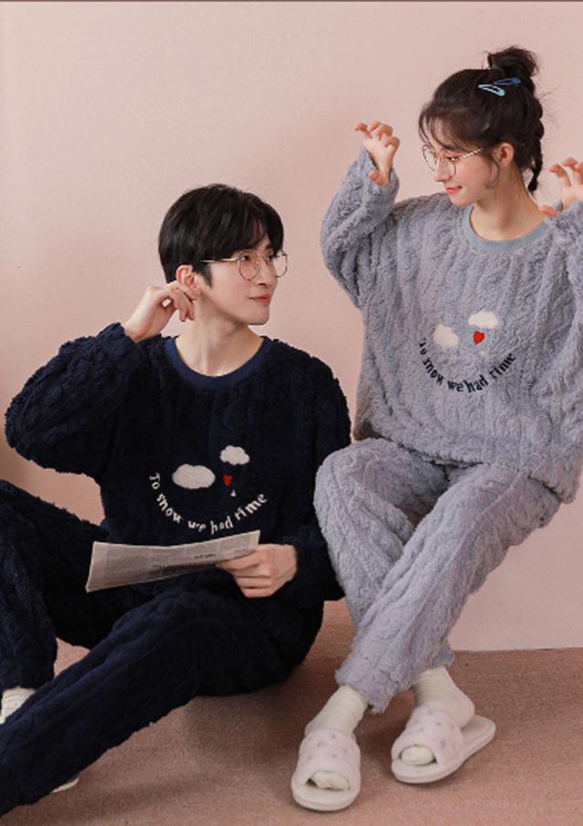 秋冬新作【ペア価格】ペアルックパジャマ 上下セット カップルペアルック ルームウェア パジャマペアルックお揃い 冬 保温 裏起毛 可愛い ファッション