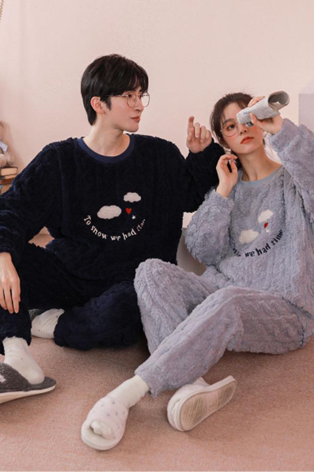 秋冬新作【ペア価格】ペアルックパジャマ 上下セット カップルペアルック ルームウェア パジャマペアルックお揃い 冬 保温 裏起毛 可愛い ファッション