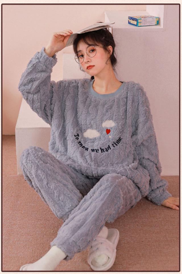 秋冬新作【ペア価格】ペアルックパジャマ 上下セット カップルペアルック ルームウェア パジャマペアルックお揃い 冬 保温 裏起毛 可愛い ファッション