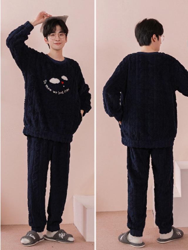 秋冬新作【ペア価格】ペアルックパジャマ 上下セット カップルペアルック ルームウェア パジャマペアルックお揃い 冬 保温 裏起毛 可愛い ファッション