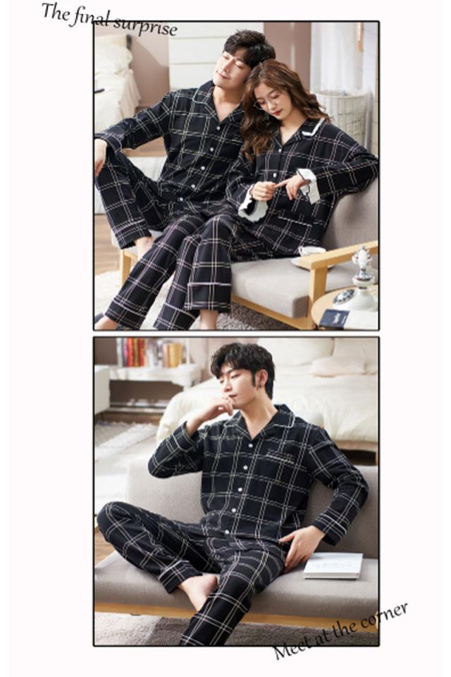 【ペア価格】 ペアルック パジャマ レディース メンズ 春秋 長袖 上下セット パンツセット カップル 寝巻き 寝間着 お揃い スウェット プレゼント ハネムーン ファッション プレゼント チェック柄