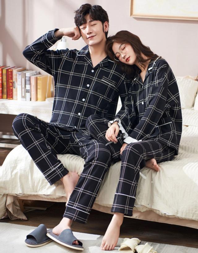 【ペア価格】 ペアルック パジャマ レディース メンズ 春秋 長袖 上下セット パンツセット カップル 寝巻き 寝間着 お揃い スウェット プレゼント ハネムーン ファッション プレゼント チェック柄
