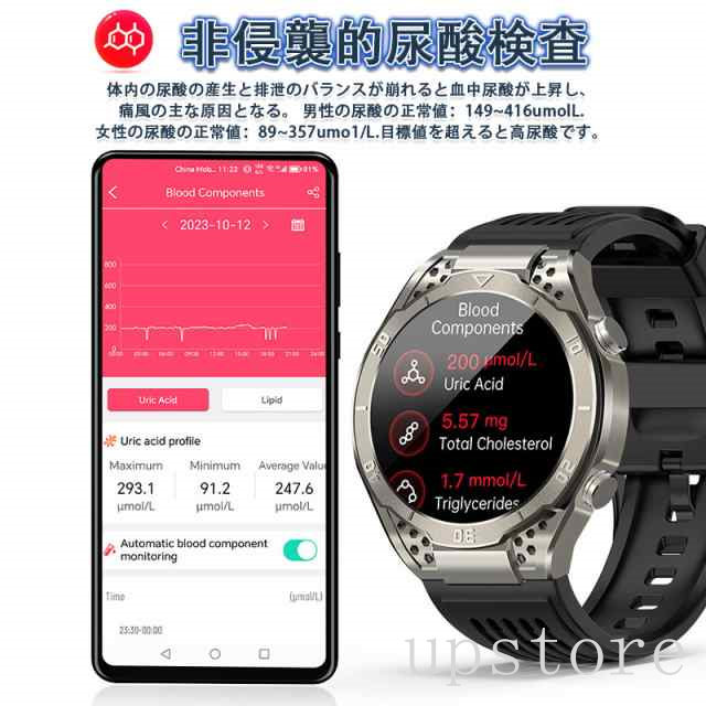 「2026最新機能 放射線リスク評価」スマートウォッチ日本製センサー 血糖値 通話可能 ECG心電図 血中脂質 尿酸 体温 睡眠管理 心拍数 血圧測定 血中酸素