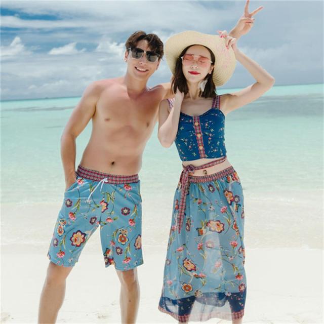 水着 ペア水着 カップル ミズギ 体型カバー ペアルック ビキニ パレオ 花柄 恋人 セクシー ビーチウェア タンキニ お揃い 花柄 新婚旅行 夏 温泉 水着 人気 5,121円