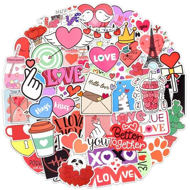 ラブ ハート ステッカー 50枚セット ラベルステッカー ブランド