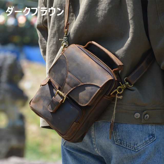 本革 ハンドメイド メンズ クロスボディバッグ 牛革 革バッグ